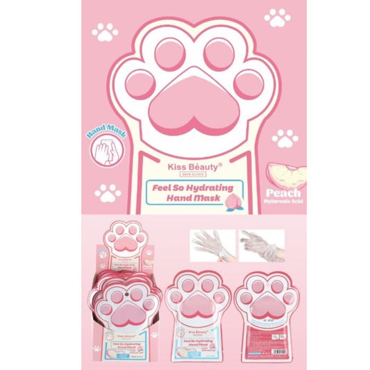 12PCS DISPLAY KISS BEAUTY PEACH & HYLURONIC ACID HAND MASK 1271-07A