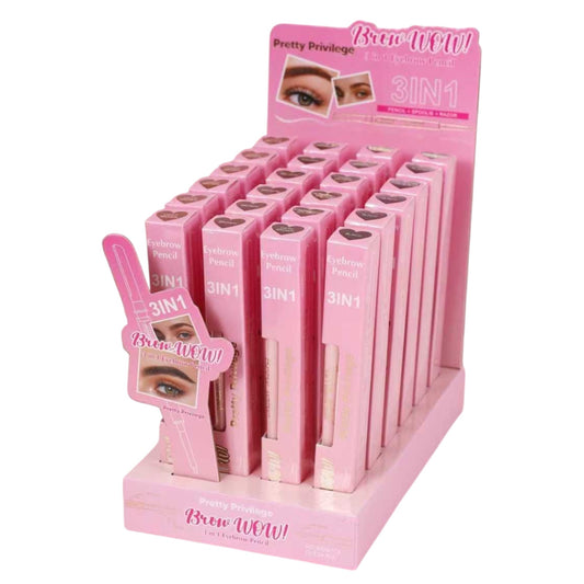 24PCS DISPLAY PRETTY PRIVILEGE BROW WOW! 3IN1 EYEBROW PENCIL WOW314