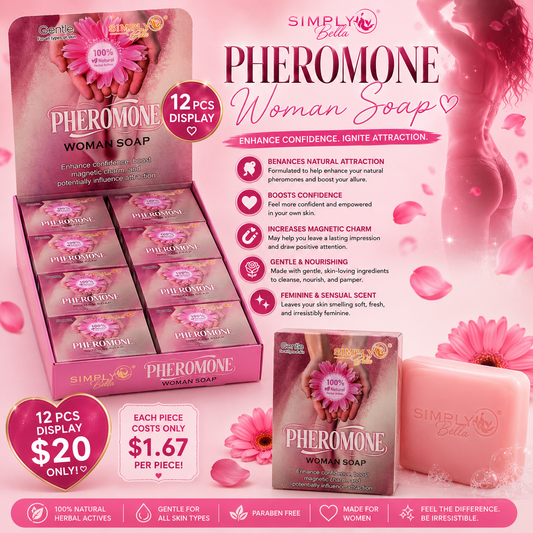 12PCS DISPLAY  SIMPLY BELLA PHEROMONE WOMAN SOAP SIM064