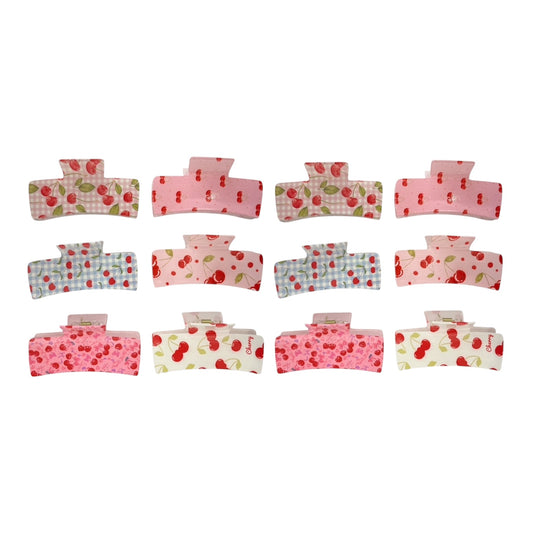 12PCS PACK PINK CHERRY HAIR CLIPS