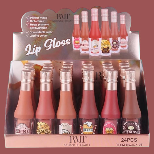 24PCS DISPLAY NUDE POP A BOTTLE LIPSTICK ROMANTIC BEAUTY