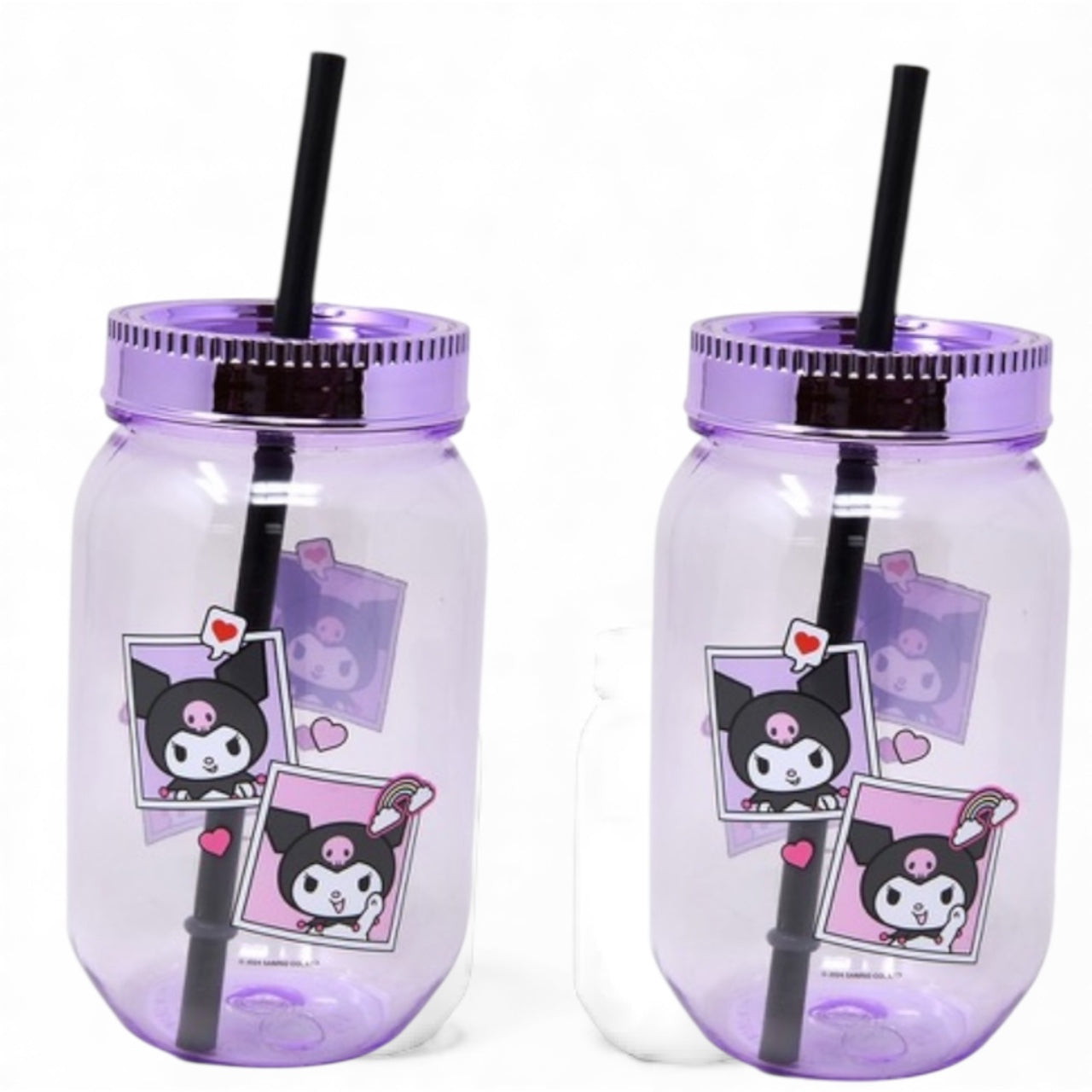 6PCS KUROMI 18.5OZ CANNING JAR + STRAW CAKU