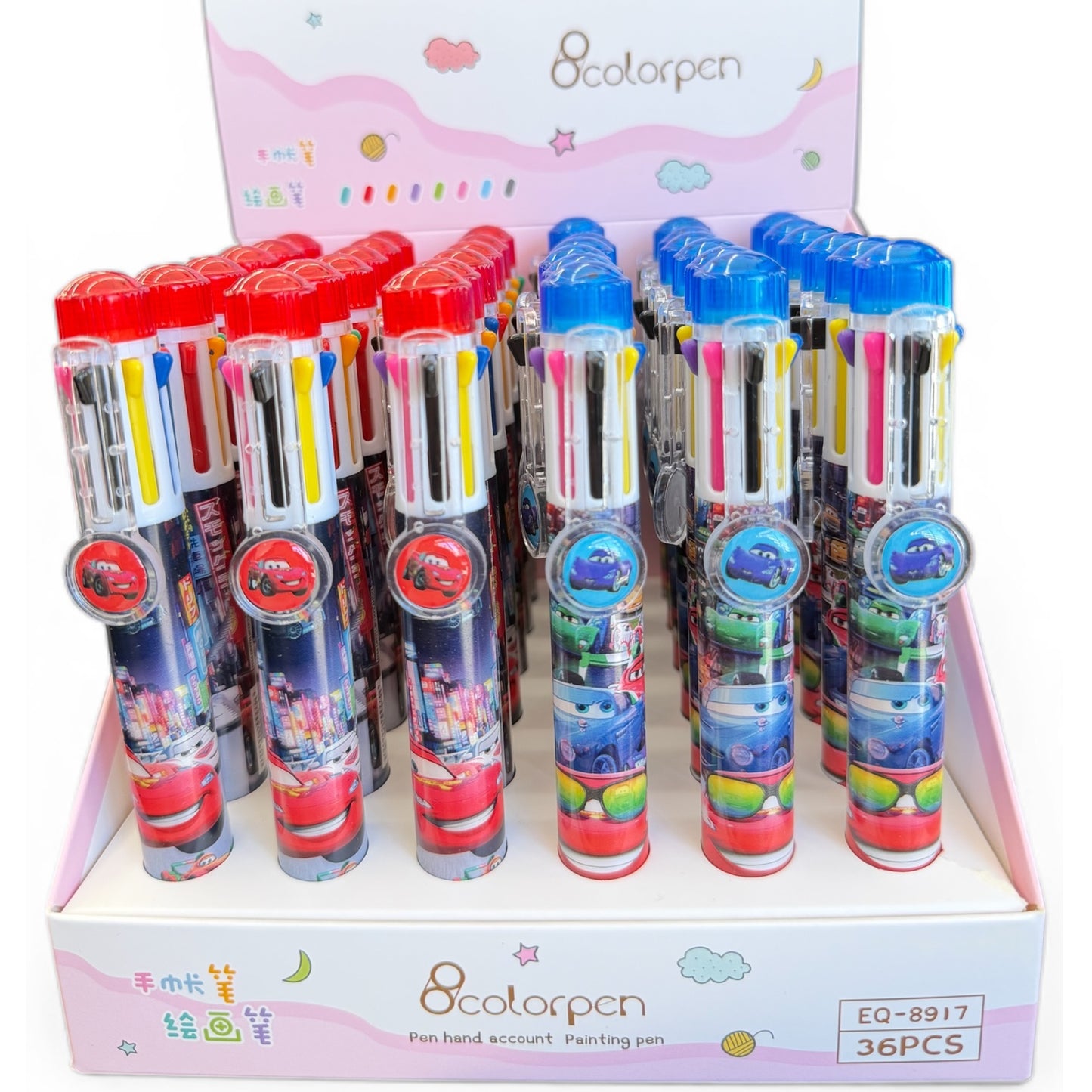 36PCS DISPLAY CARS MULTICOLOR PEN EQ-8917