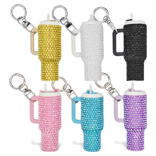12PCS ASSORTED COLORS JUMBO BLING CUP KEYCHAIN  K229442