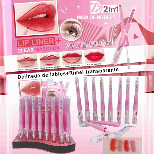 IMÁN OF NOBAL 2 IN 1 LIPLINER & CLEAR MASCARA 48 PCS DISPLAY