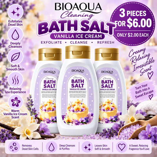 3PCS BIOAQUA BATH SALT VANILLA ICE CREAM