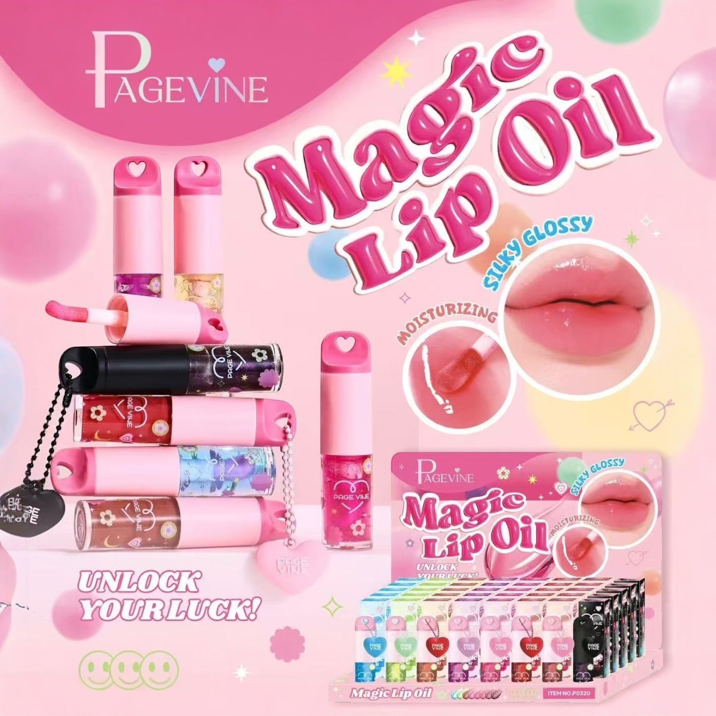 PAGEVINE MAGIC LIP OIL 48 PCS DISPLAY
