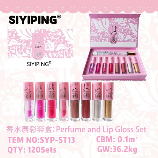 3PCS PERFUME AND LIP GLOSS SET PINK SYP-ST13