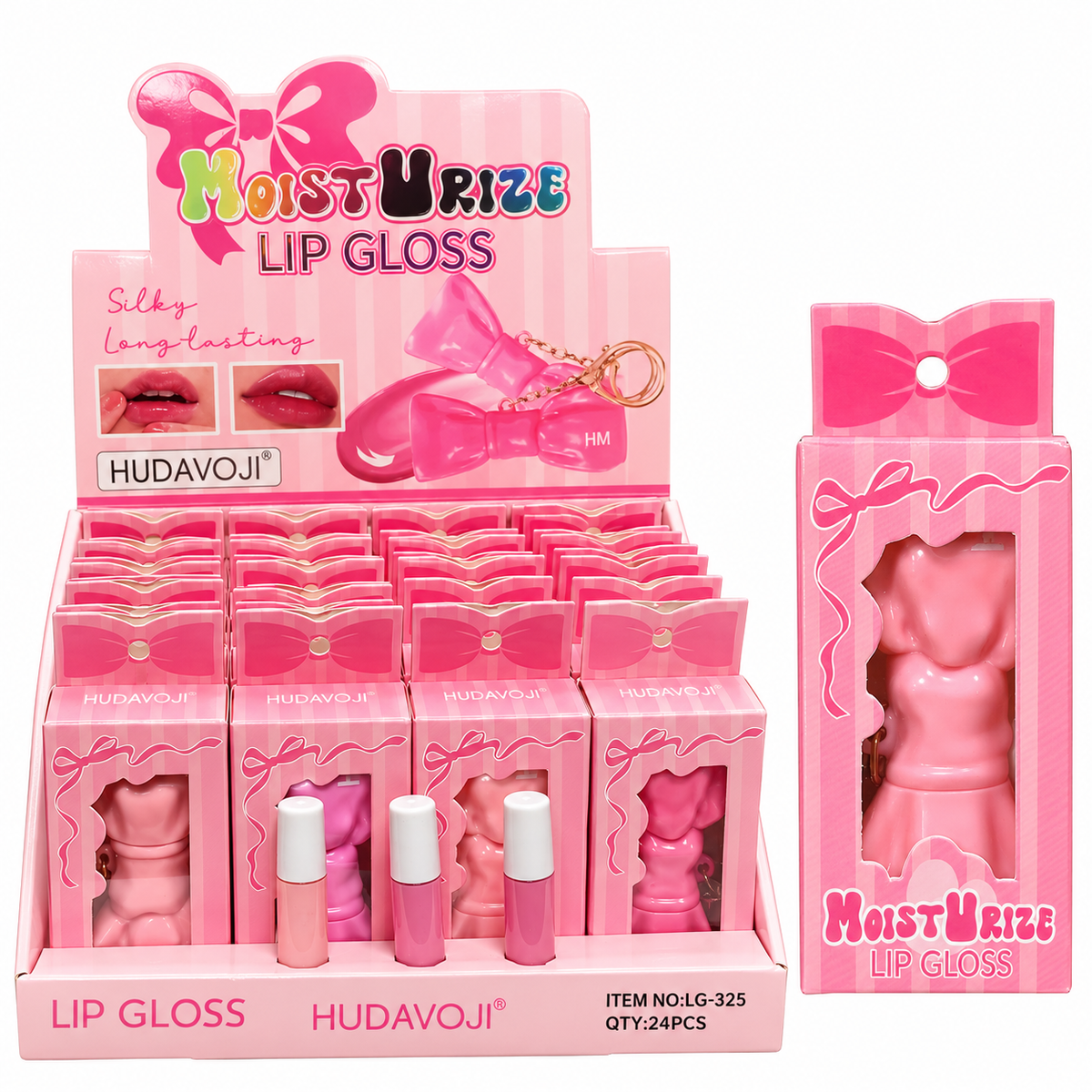 Hudamoji Bow LipGloss with Keychain